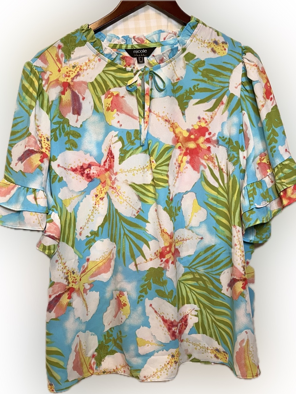 Nicole by Nicole Miller Crepe Chiffon Flutter Sleeve Blouse - 2X - Never Worn!